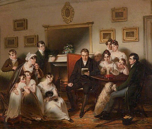 'The Pastor's Fireside': the Family of Sir Thomas Acland, 10th Bt being read to by the Vicar of Silv, 1829, Henry Singleton