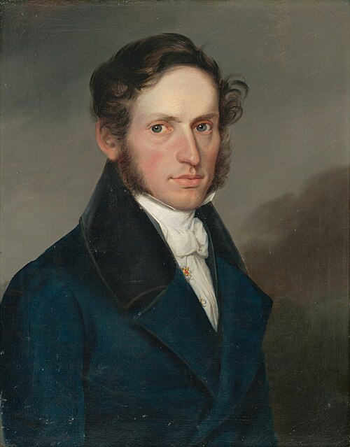 Muž v modrom redingote, 1832, Ferdinand Karl Theodor Christoph Peter Lütgendorff