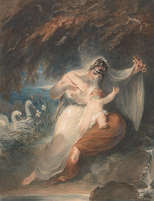 Nature unveils herself to the infant Shakespeare: Thomas Gray, The Progress of Poesy, III.1, , William Hamilton