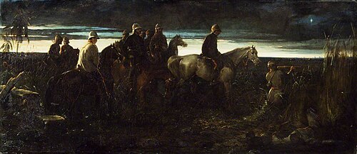 The Dawn of Victory – Lord Clyde (1792–1863) Reconnoitring the Position of the Enemy, in Advance of , 1862, Thomas Jones Barker