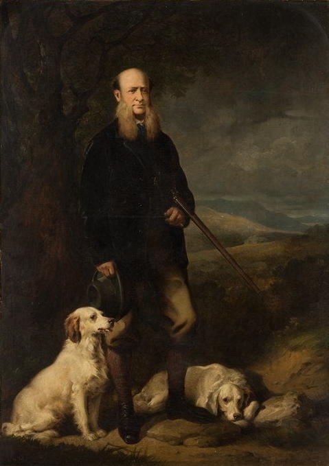 Portrait of a hunter with dogs, 1873, Thomas Jones Barker