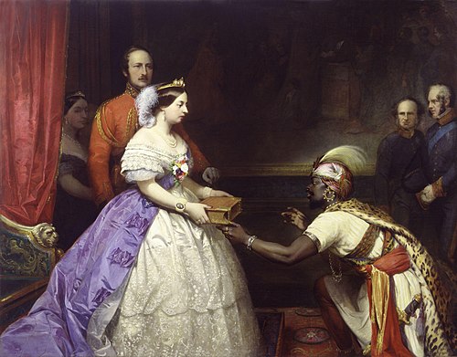 'The Secret of England's Greatness' (Queen Victoria presenting a Bible in the Audience Chamber at Wi, 1862, Thomas Jones Barker