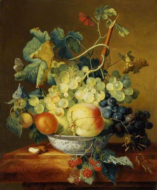 A Dish of Fruit, 1729, Francina Margaretha van Huysum