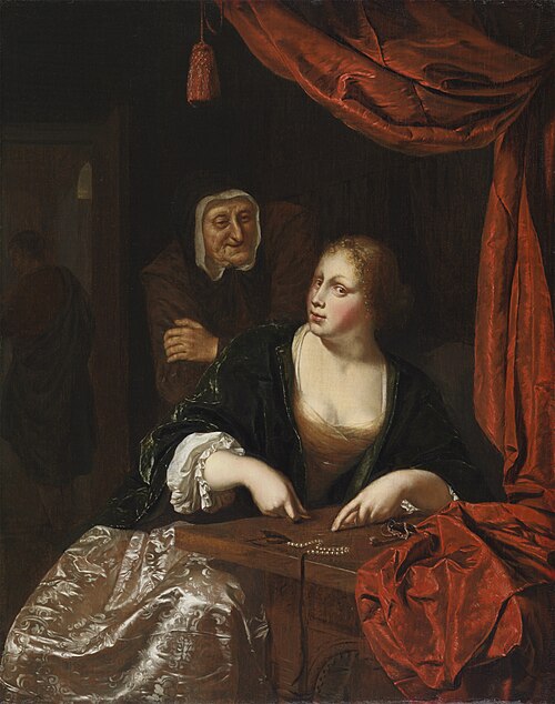 Courtesan Counting Money, 1680, Jan van Mieris