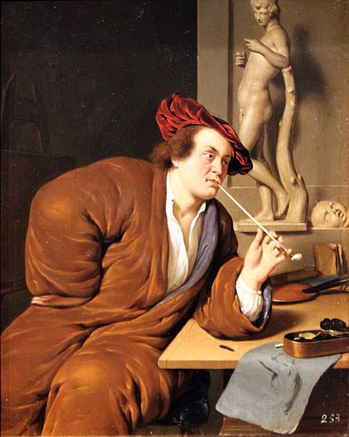 Portrait of a Smoking Artist, 1688, Jan van Mieris