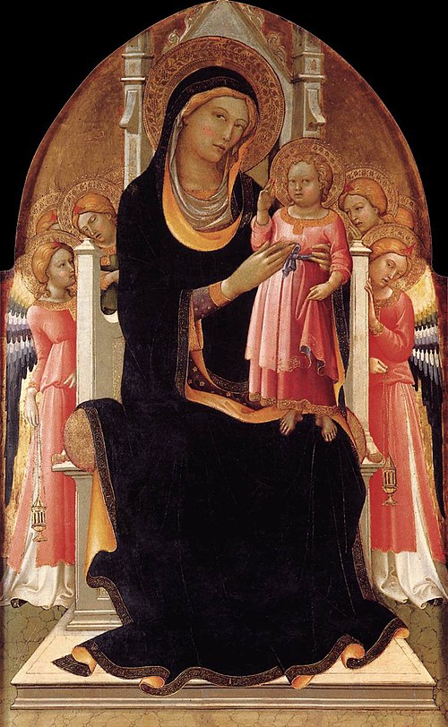 Virgin and Child on the Throne with Six Angels, 1415, Lorenzo Monaco