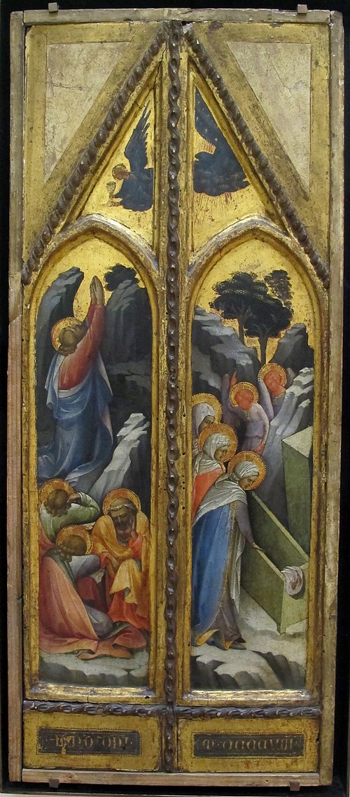 Christ in the Garden of Gethsemane; The Three Marys at the Tomb, 1408, Lorenzo Monaco