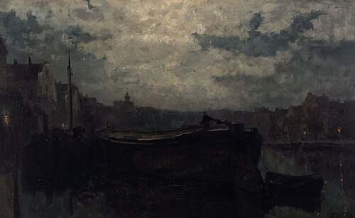 Canal hollandais, effet de lune, 1879, Guillaume Vogels