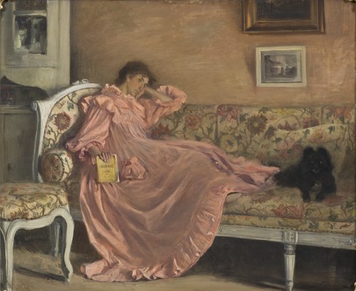 Carola Sitting on the Sofa, 1899, Gustaf Cederström