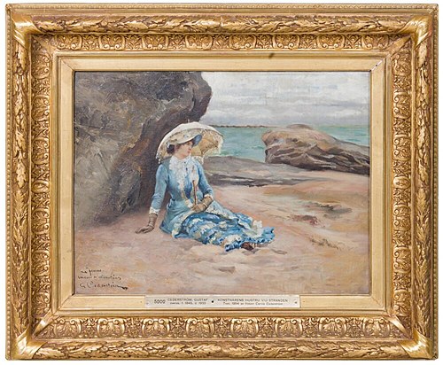 The Artist's Wife on the Beach at Noirmoutier, 1882, Gustaf Cederström