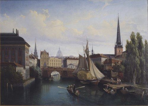 View of the Riddarholmskanalen, Stockholm, 1835, 1880, Gustaf Wilhelm Palm