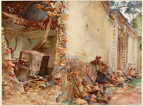 A Street in Arras, 1918, John Singer Sargent