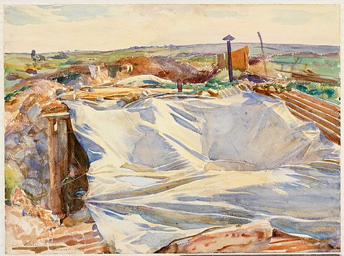 A Tarpaulin over a Dug-out, Ransart, 1918, John Singer Sargent