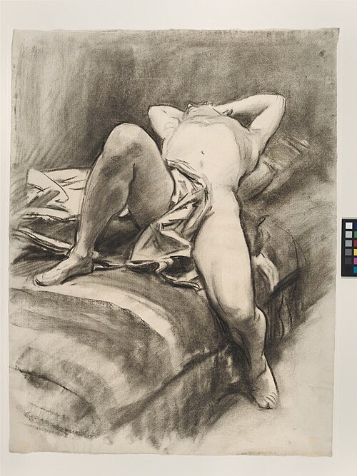 Reclining Male Nude, Draped, 1902, John Singer Sargent