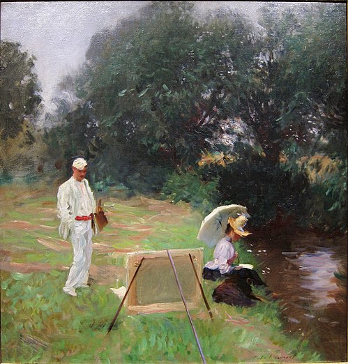 Dennis Miller Bunker Painting at Calcot, 1888, John Singer Sargent