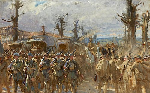 The Arrival of American Troops at the Front; First Study for the Arrival of American Troops at the F, 1918, John Singer Sargent