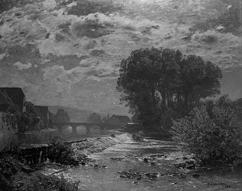 Mondnacht am Enzwehr bei Besigheim, 1890, Gustav Schönleber