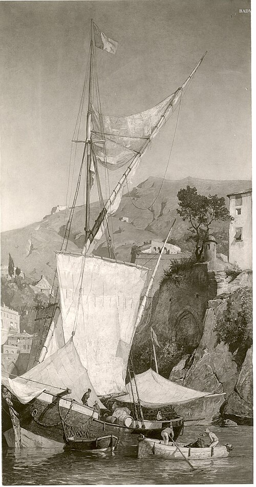 Einmaster im Hafen, 1887, Gustav Schönleber