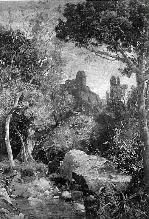 Waldlandschaft mit Burg, 1885, Gustav Schönleber