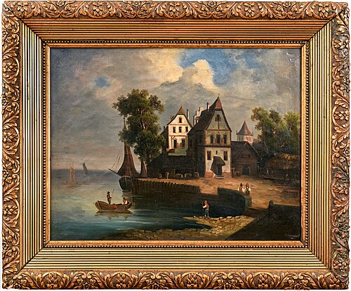 Houses Near Bay, 1882, Gustav Schönleber