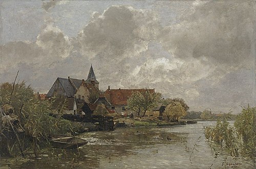 Dorf in Holland (Nieuwekerk), 1888, Gustav Schönleber