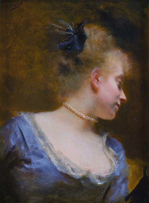 A portrait of a young girl with pearl necklace, 1909, Gustave Jacquet