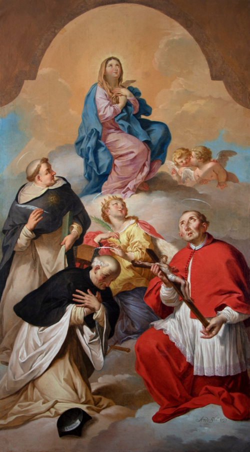 Nossa Senhora da Consolação com Santa Catarina de Alexandria, São Tomás de Aquino, São Goldrofe e Sã, 1757, André Gonçalves