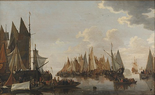 Embarkation of Troops on a Dutch River, 1667, Hendrick de Meijer