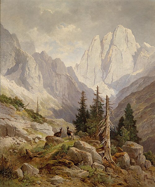 Chamois in the High Mountains, 1888, Leopold Munsch