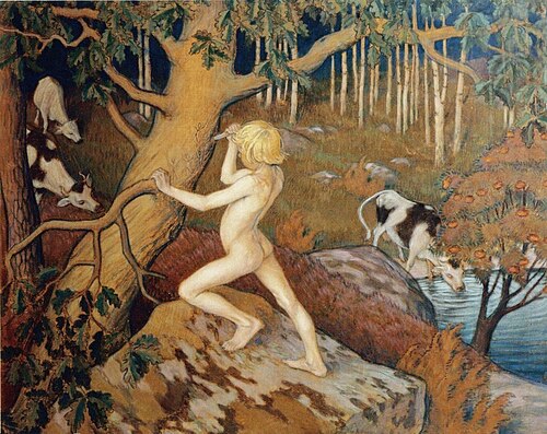 Episodi Kalevalasta (Kullervo kaivertaa tammen runkoon), 1897, Väinö Blomstedt