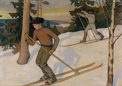 Skiing Boys, 1900, Väinö Blomstedt