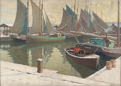 Wintery Harbour View, 1928, Väinö Blomstedt