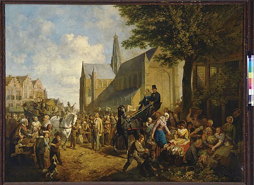 Market Scene on the Grote Markt in Haarlem, 1857, Reinier Craeyvanger