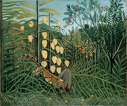 In a Tropical Forest. Struggle between Tiger and Bull, 1908, Henri Rousseau