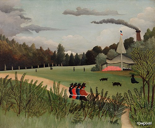 Landscape and Four Young Girls (Paysage et quatre jeunes filles), 1895, Henri Rousseau