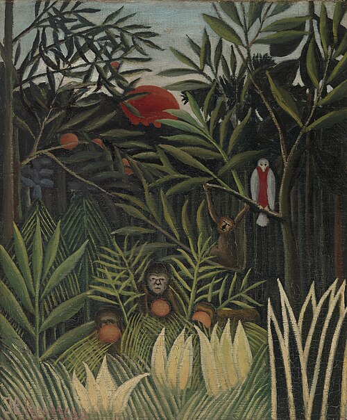 Monkeys and Parrot in the Virgin Forest, 1905, Henri Rousseau