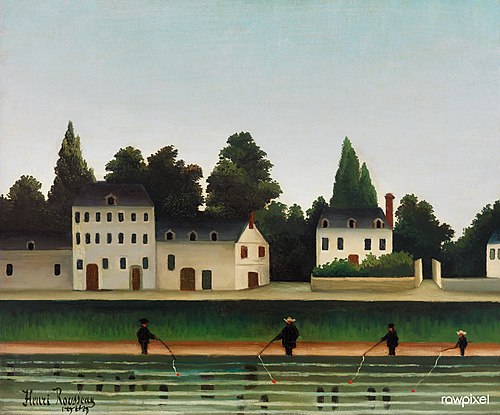 Landscape and Four Fisherman, 1909, Henri Rousseau