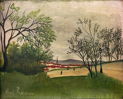Landscape with clocktower, 1890, Henri Rousseau
