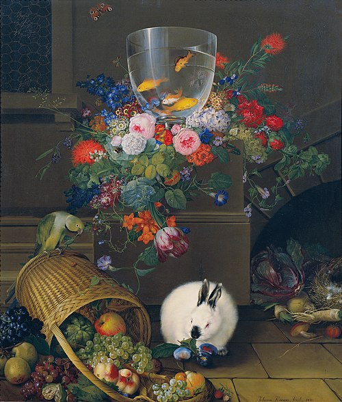Still-life with a goldfish in a glass, 1810, Johann Knapp