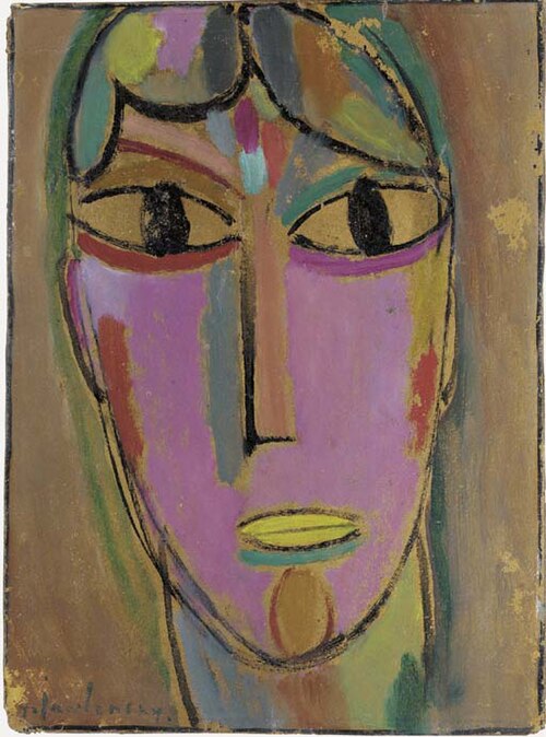 Mystical head: Woman's head- yellow mouth, 1918, Alexej von Jawlensky