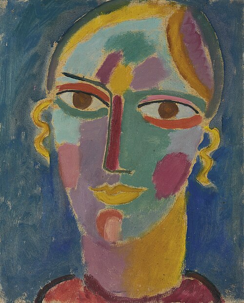 Mystischer Kopf: Frauenkopf auf blauem Grund, 1917, Alexej von Jawlensky