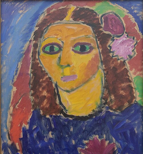 Frauenkopf mit Blumen im Haar, 1911, Alexej von Jawlensky