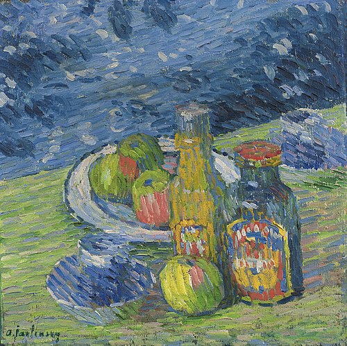 Still Life with Bottles and Fruit, 1900, Alexej von Jawlensky