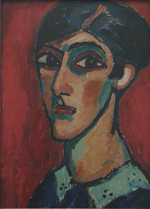 Großer Frauenkopf auf Rot, 1913, Alexej von Jawlensky