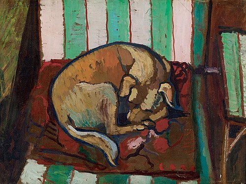 Chien endormi sur un coussin, 1923, Suzanne Valadon