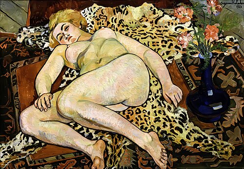 Catherine lying naked on a panther skin, 1923, Suzanne Valadon