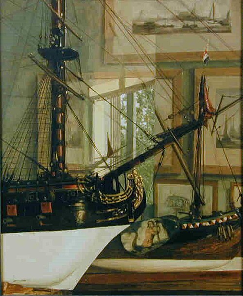 Kamer in Museum Fodor te Amsterdam met scheepsmodellen van het Nederlandsch Historisch Scheepvaart M, 1920, Cornelis Gerardus 't Hooft