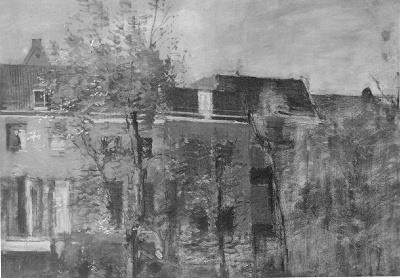 View from one of the upper chambers of Herengracht 506-514 rear facades, 1908, Cornelis Gerardus 't Hooft