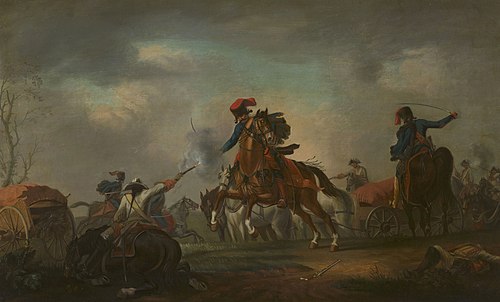 Hussars Attacking a Baggage Wagon, 1760, David Morier