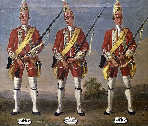 Grenadiers, 28th, 29th and 30th Regiments of Foot, 1751, 1755, David Morier